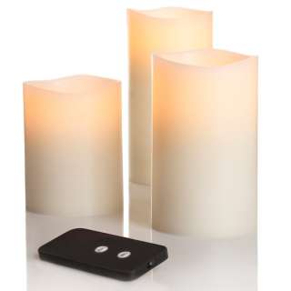 Nate Berkus Set of 3 Flameless Candles W Remote WHITE  