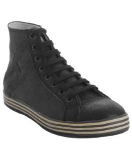 Hogan black leather high top sneakers   