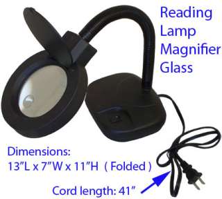 Black Reading Magnifying Lamp Desk Light Magnifier Glass Flexible 