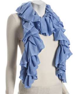 Magaschoni light blue melange cashmere pleated ruffle scarf   