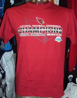 NEW NFL TEAM APPAREL/REEBOK CARDINALS 2008 CONFERENCE CHAMPS RED OR 