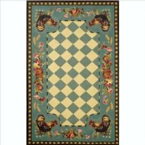    Tuscany Rooster Blue Rug Size 111 x 211