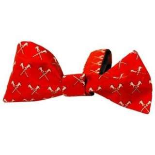  Red Lacrosse Sticks Silk Bow Tie Clothing