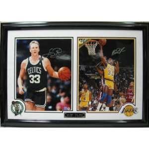  Larry Bird and Magic Johnson Autographed 16X20s   Framed 