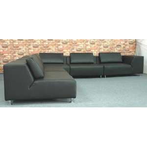  Sleek Design Black Leather Sectional Sofa Set Living Room 