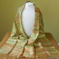   Scarf Wrap Batik Stripe Dyed Lime Orange Handmade 13x 64 I 76  