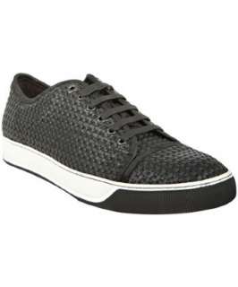Lanvin black woven leather sneakers   
