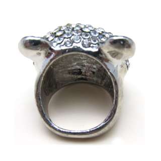   Rhinestone Enamel Panda Bear Animal Finger Ring Jewelry Gift NEW