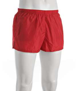 Prada Sport red solid nylon swim shorts  