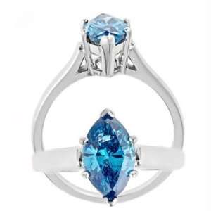  1 Carat VS 2 Clarity Fancy Blue Marquise Diamond Solitaire 