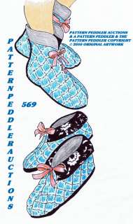 LADYS Softie Lounge Slippers Vintage Fabric Pattern SML  