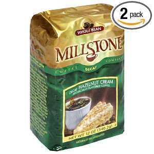Millstone Hazelnut Cream Decaf Whole Bean Coffee, 12 Ounce Packages 
