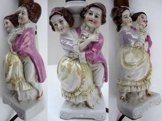 various views of Dancers 1885 Victorian PORCELAIN Table Lamp   GERMANY