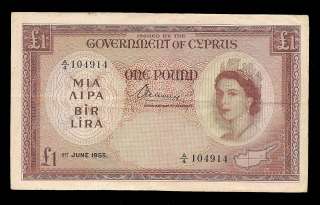   Banknote 1 Pound 1955 p 35 Choice VF Queen Elizabeth II *Rare*  