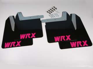 Subaru WRX STi New Age 00 07 Rally Mud Flaps BLACK with Pink WRX Style 