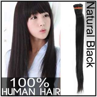 22 Natural Black Bonded Real Remy Human Hair Extensions wig Brand New 