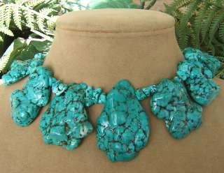TURQUOISE NECKLACE BIG BLUE CHUNKY MULTI STRAND JEWELRY ROBINS EGG 