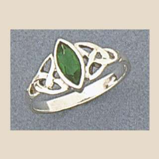 Sterling Silver Celtic Triquetra Ring Green CZ Size 4 9  