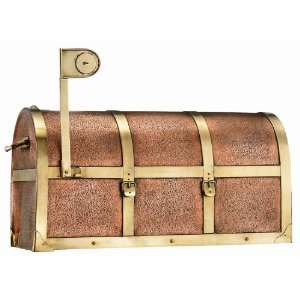   Copper and Brass Etched Steamer Trunk Mailbox Patio, Lawn & Garden