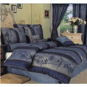   15Pcs Queen Darcy Bedding Comforter Bed in a Bag Navy