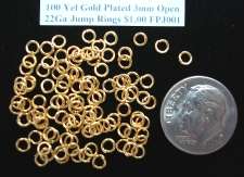   DIAMETER YELLOW GOLD PLATED 22 GAUGE ROUND OPEN STEEL WIRE JUMP RINGS