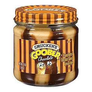 Smuckers Goober Peanut Butter & Chocolate Stripes   12 oz Glass Jar 