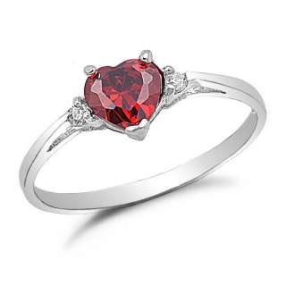 SR232 Sterling Silver Ruby CZ Engagement Ring  