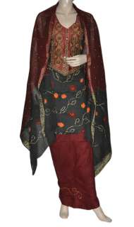  Boho Bohemian Bandhej Bandhini Cotton Salwar Suit with Embroidery Work