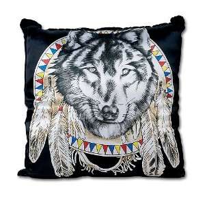  Native Wolf Satin Cushion