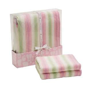    Bassinet/stroller Cotton knitted blanket   Stripes Pink Baby