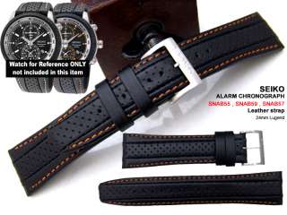 24mm SEIKO GENUINE CALF RACING DESIGN WATCH BAND, STRAP  