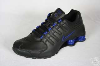 NIKE Shox NZ Black/Drenched Blue Leather Mens Running Shoes Sneakers 