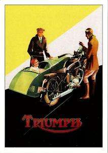 Triumph Motorcycle 1930s Sidecar Ad Repro Postcard  