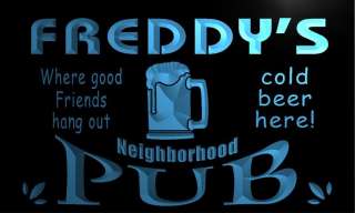 pg539 b Freddys Personalized Home Bar Beer Neon Sign  