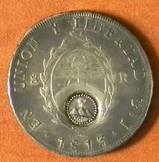 CHILE SILVER COIN,CONTRAMARK ARGENTINA 1813,8RIAL,26.5g  