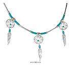 Sterling Silver 18 Liquid Silver Necklace W/ Triple Turquoise 