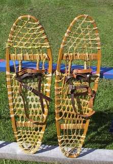 VINTAGE Indian Snowshoes 36x10 Bear Paw GREAT  