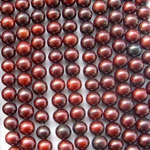  Cherry Red 8 9mm Potato Loose Freshwater Pearl Beads FW 