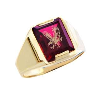     The Garnet Red Stone and Gold Eagle Ring (6, 14K Gold) Jewelry