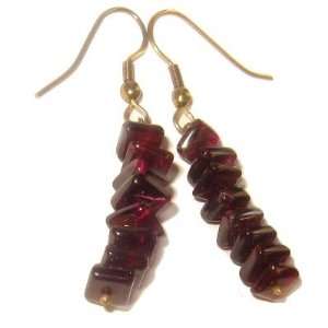   14 Red Stack Stone Crystal Healing Gem Dangle Brass 1.5 Jewelry