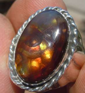 New Mens Sterling Silver Jewelry 12.61 ct Fire Agate Gemstone Ring 