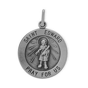    Sterling Silver St. Edward Religious Medal Medallion Jewelry
