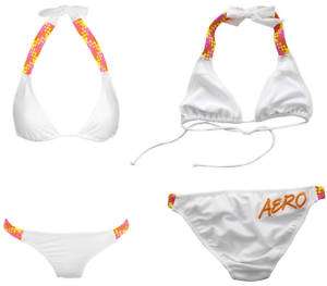 NWT BRAIDED Aeropostale WHITE Swim Suit Bikini S,M,L,XL  