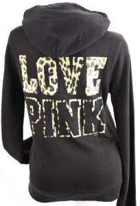 Victorias Secret Love PINK Leopard Zip Hoodie Sweatshirt  