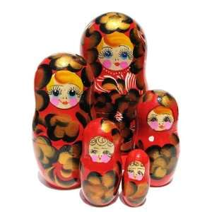  Babushka Nesting Doll (5 piece) 7H in Red * Toys & Games