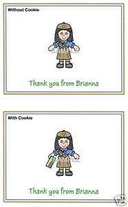 12 Thank You/Note Cards/BROWN/Girl/Scouts/Black Hair  