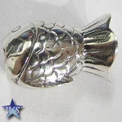 WS 925 Sterling Silver Big Fish European Charm Beads  