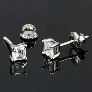 4mm Russian Ice CZ Screw On Post Stud Earrings 0.75 cts  