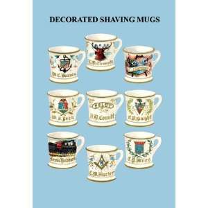  Decorated Shaving Mugs #3 28X42 Canvas Giclee