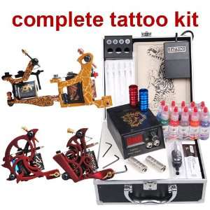  Pro Tattoo Kit 4 tattoo Machine Power Needles 10 Ink 